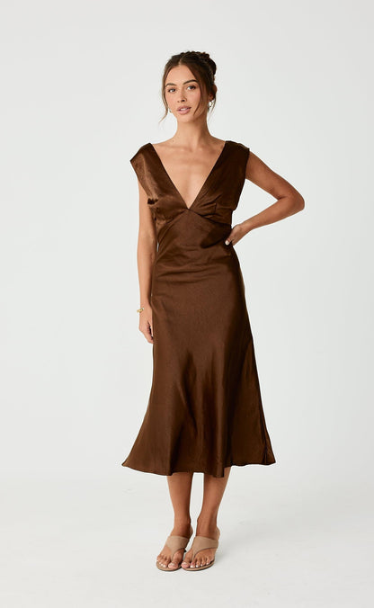Social Midi Dress (Toffee)