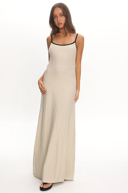 Interstellar Contrast Knit Maxi Dress Oat