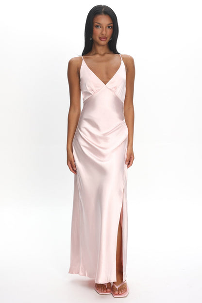 Marlie Side Pleat Maxi Dress Blush