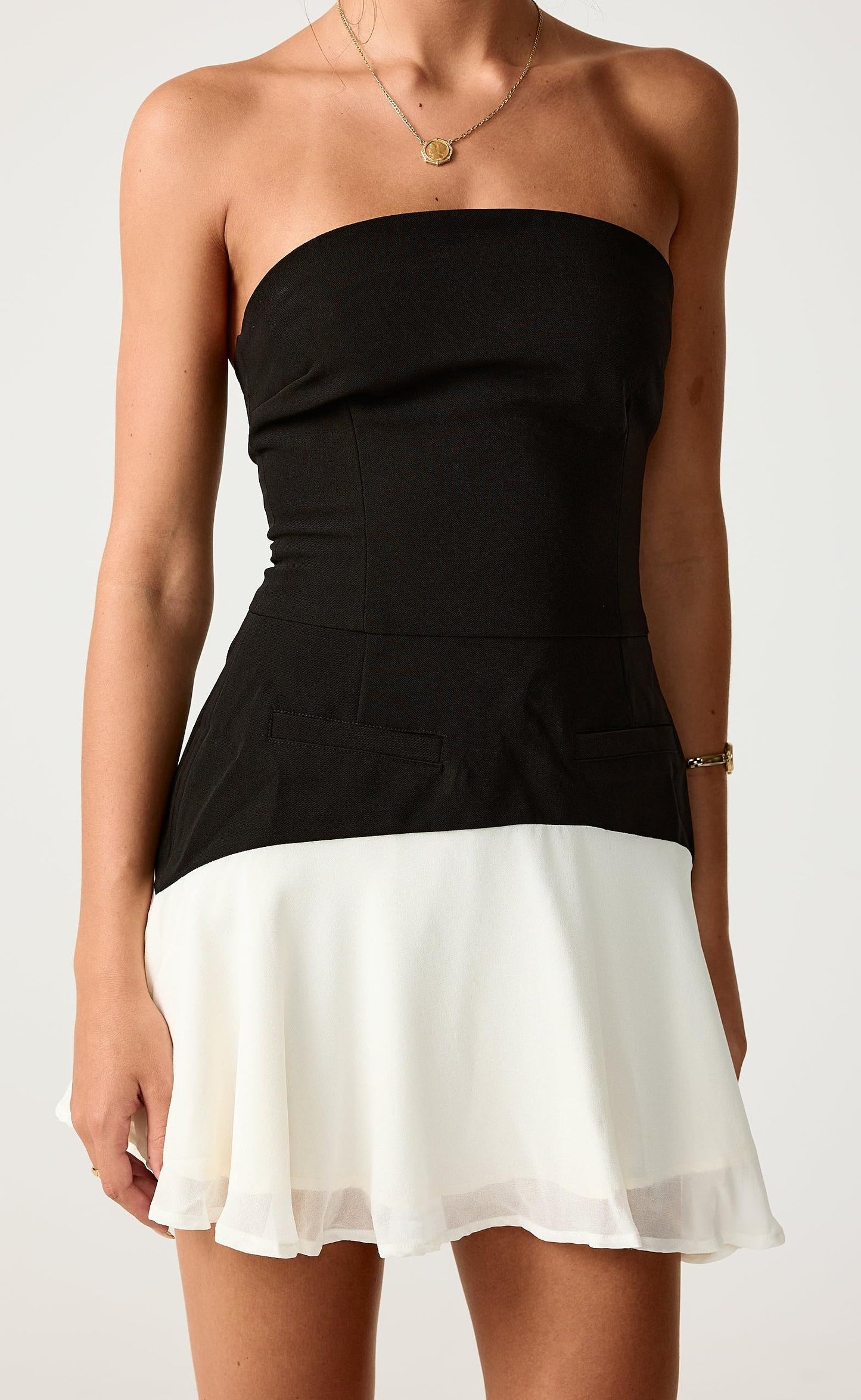 Stella Mini Dress (Black/Cream)