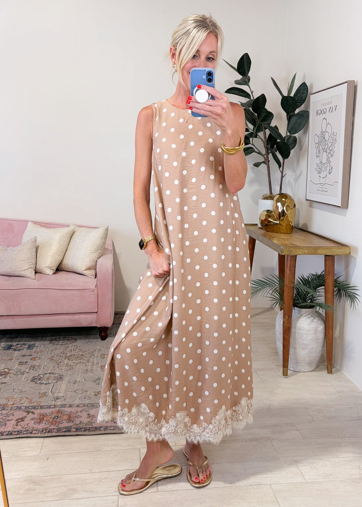 Lace And Polka Dot Maxi Dress