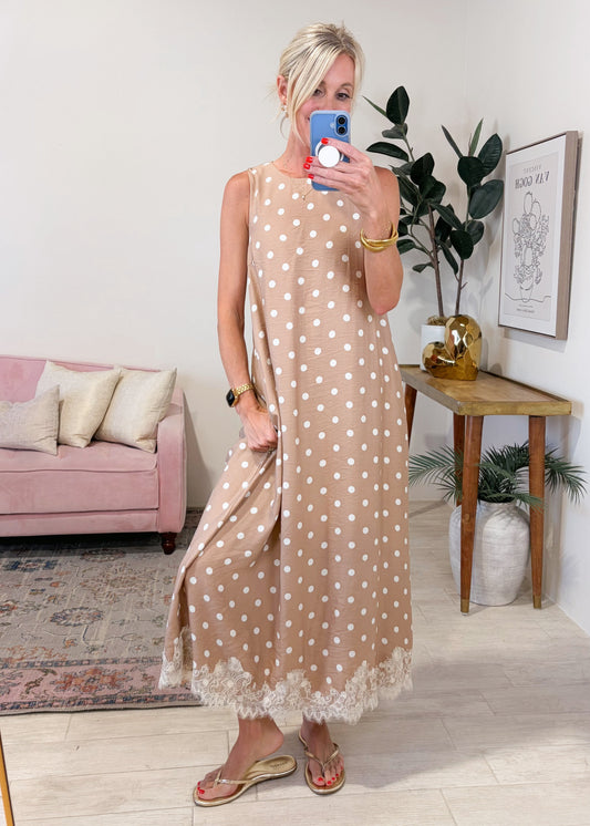 Lace And Polka Dot Maxi Dress