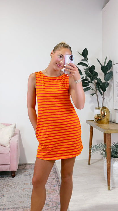 Boat Neck Striped Dress