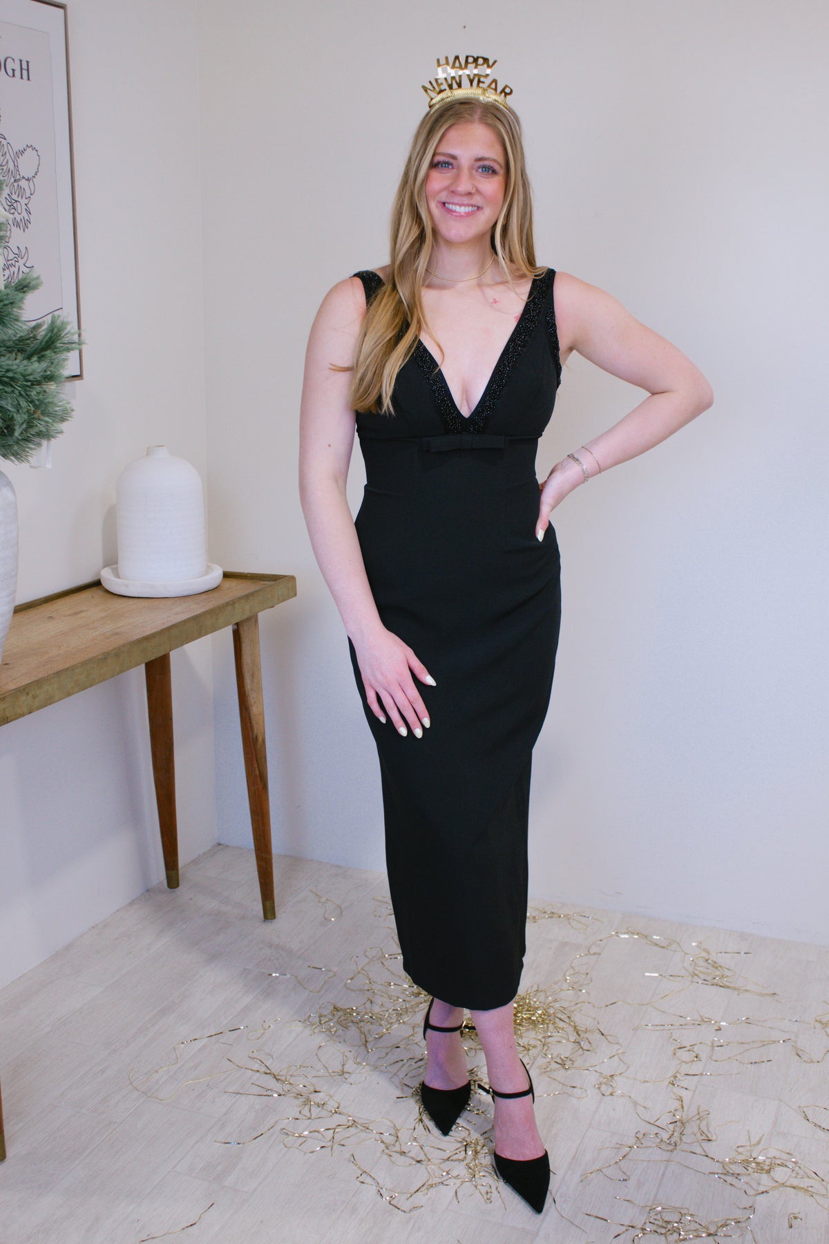 Black Cat Midi Dress
