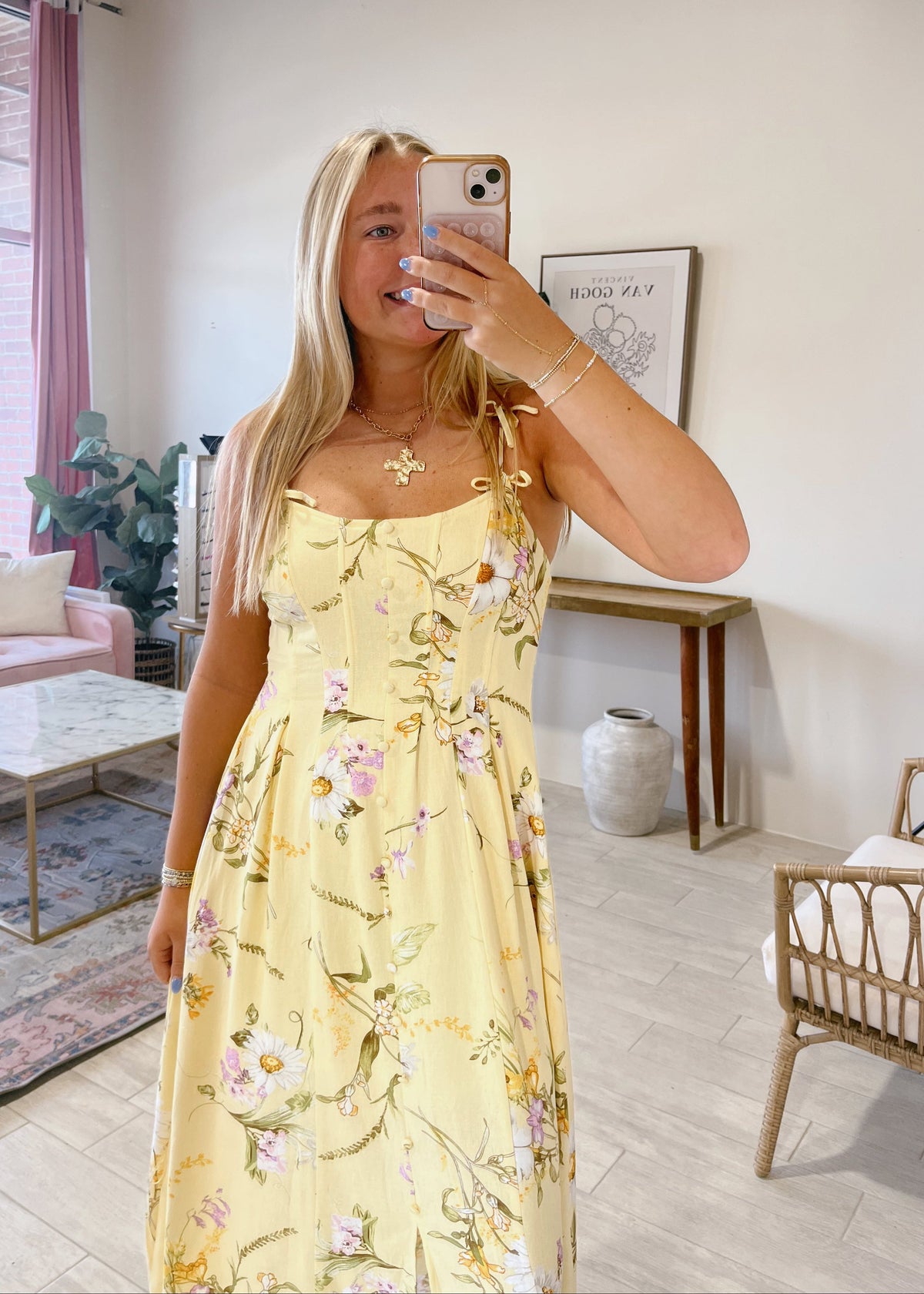 Scoop Neck Floral Dress