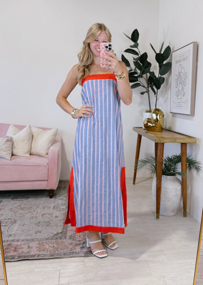 Contrast Trim Midi Dress
