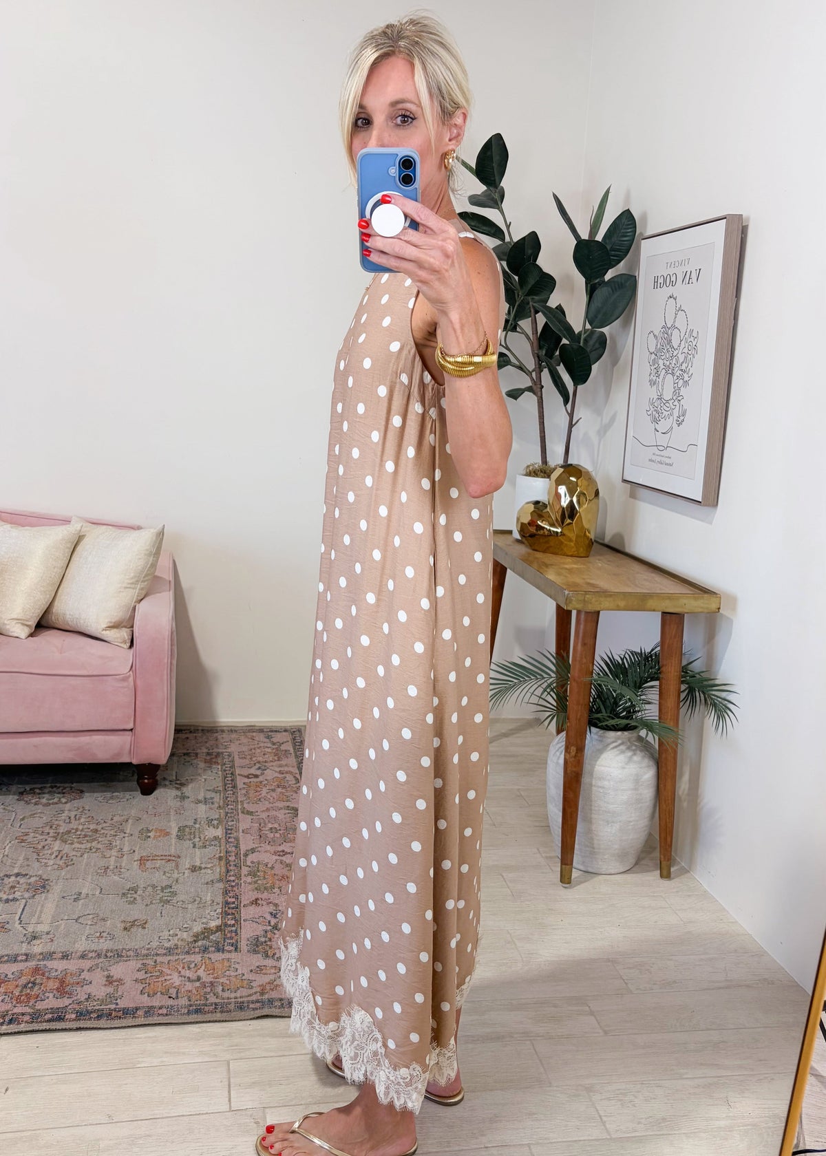 Lace And Polka Dot Maxi Dress