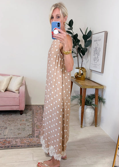 Lace And Polka Dot Maxi Dress
