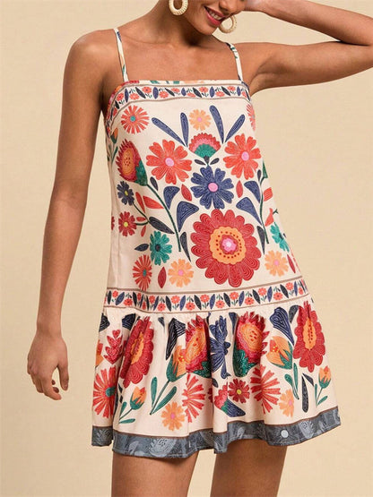 Printed Spaghetti Strap Mini Dress