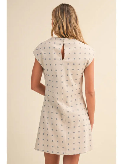Cowl Mockneck Polka Dot Dress