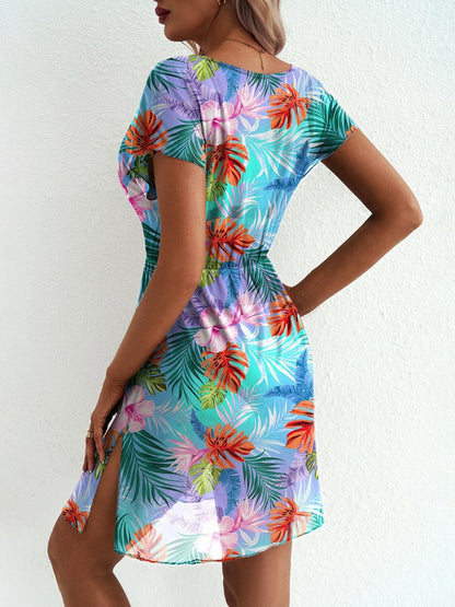 Printed Short Sleeve Mini Dress