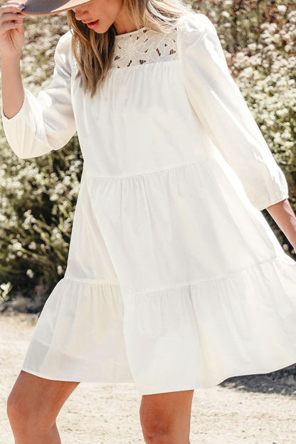 3/4 Sleeve Tiered Mini Dress