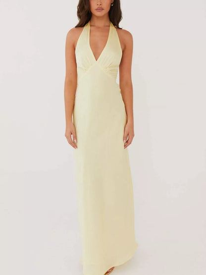 Halter Neck Sleeveless Maxi Dress