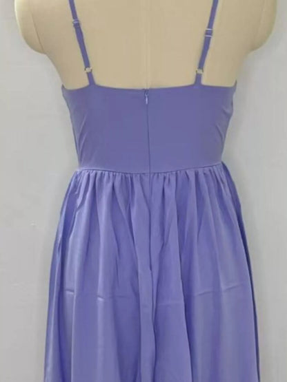 Adjustable Strap Scoop Neck Midi Dress