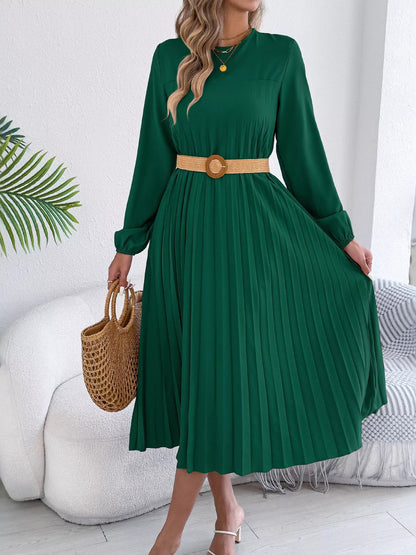 Pleated A-Line Midi Dress