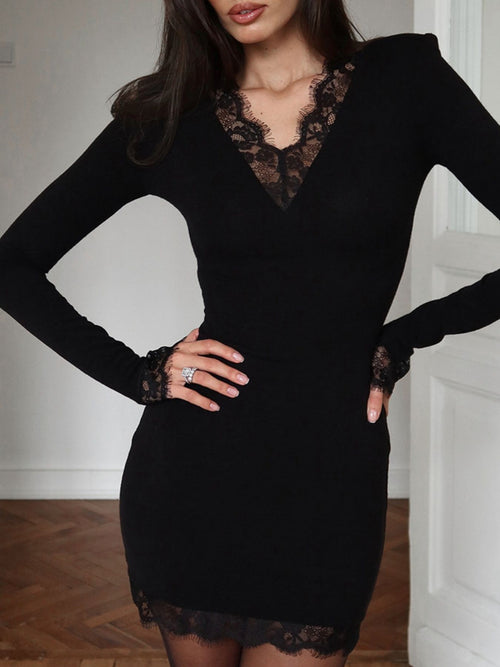 Lace Trim Bodycon Mini Dress