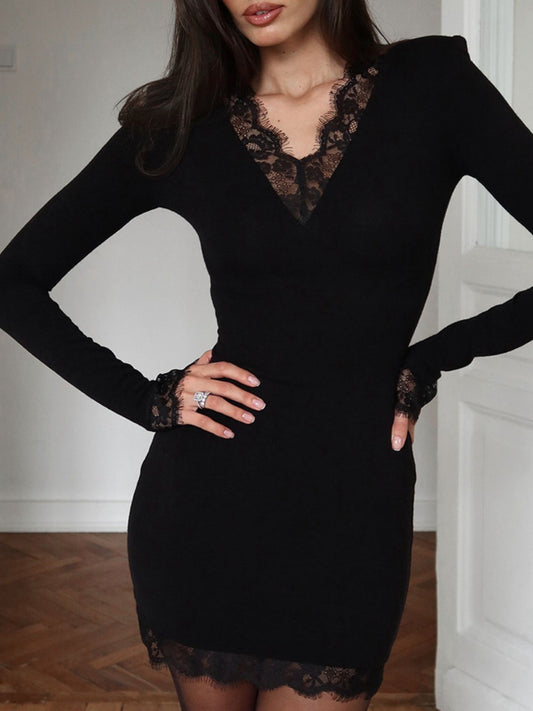 Lace Trim Bodycon Mini Dress