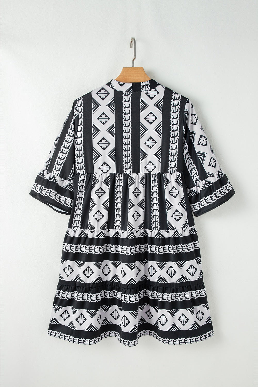 Geometric Print Ruffle Hem Mini Dress