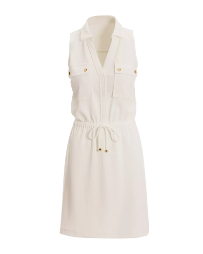 Beyond Travel Chic Drawstring Utility Dress Ivory Coast