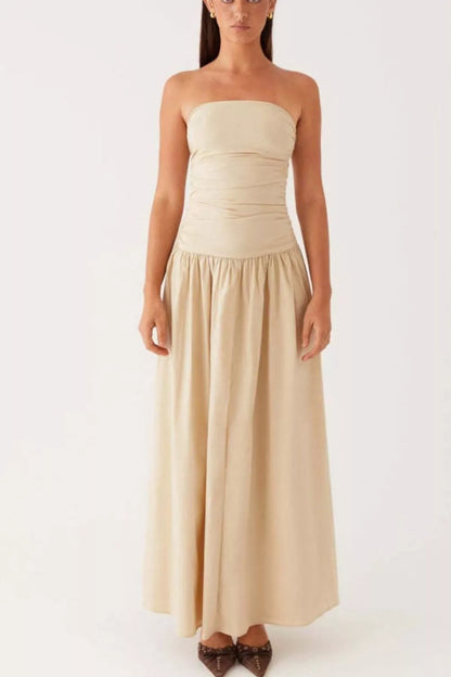 Strapless Ruched Maxi Dress