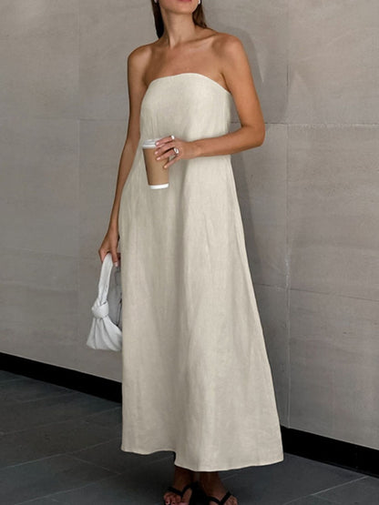 Smocked Back Tube Dress