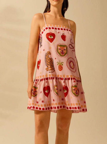 Printed Ruffle Hem Mini Dress