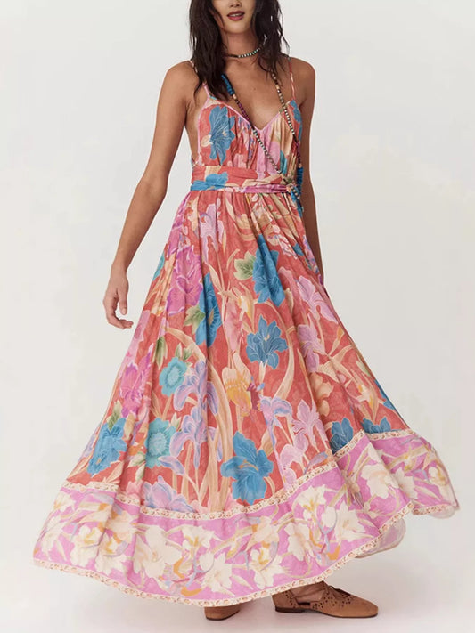 Floral Print Spaghetti Strap Maxi Dress
