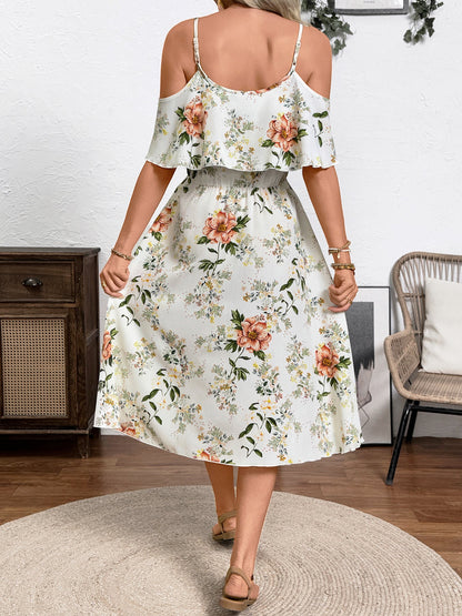 Floral Print Cold Shoulder Cami Dress