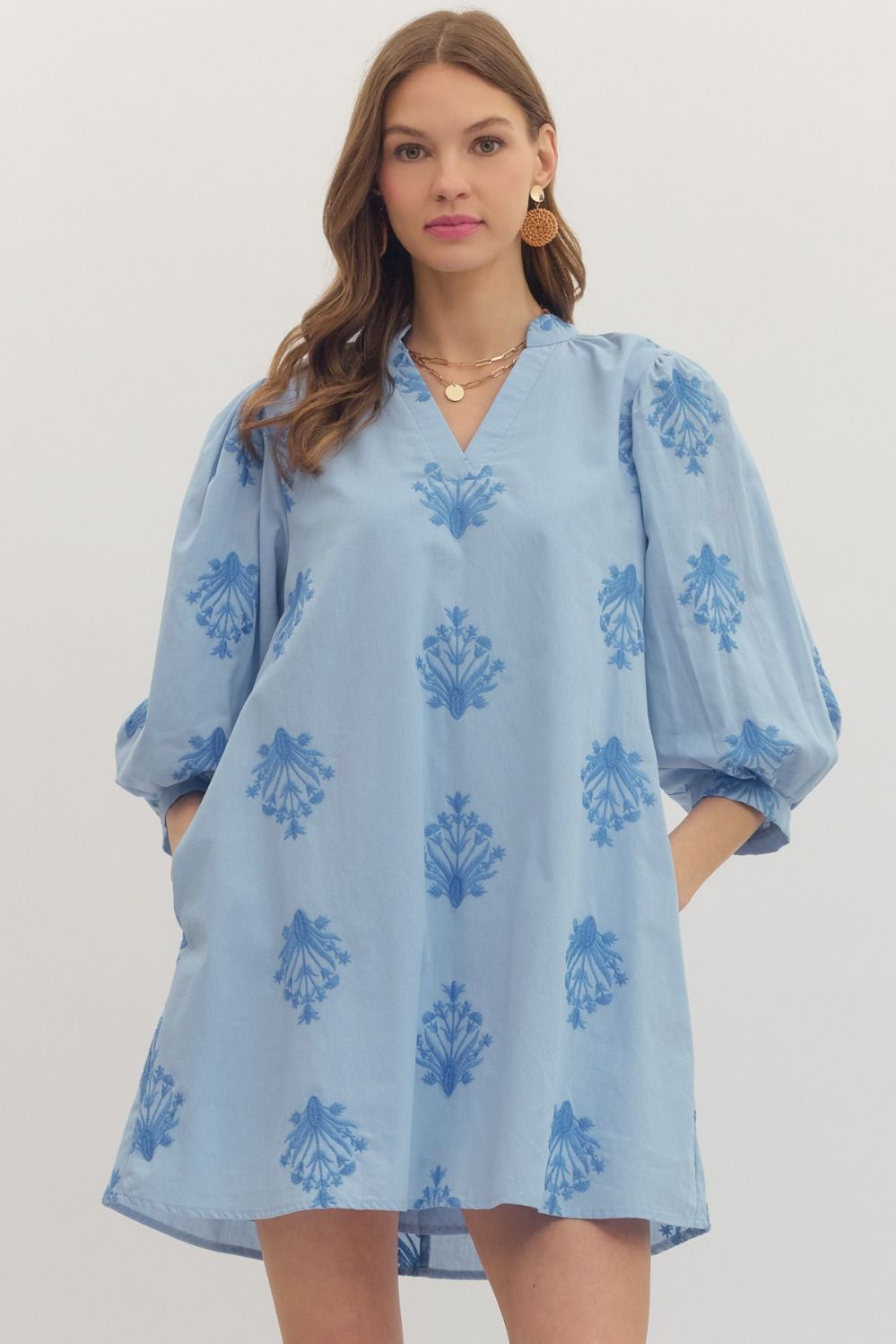 Chambray Floral Dress