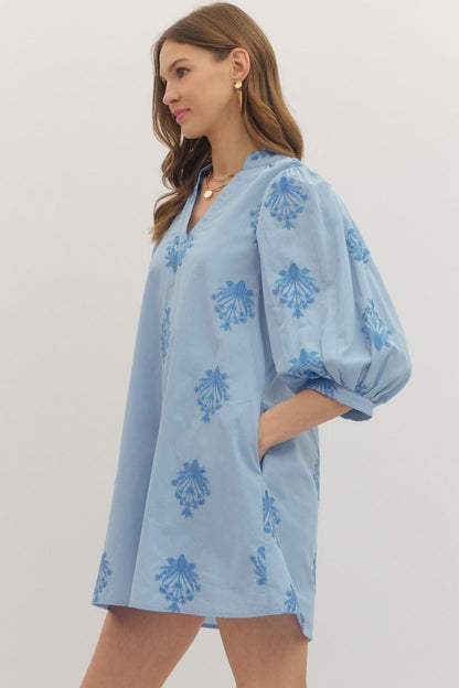Chambray Floral Dress