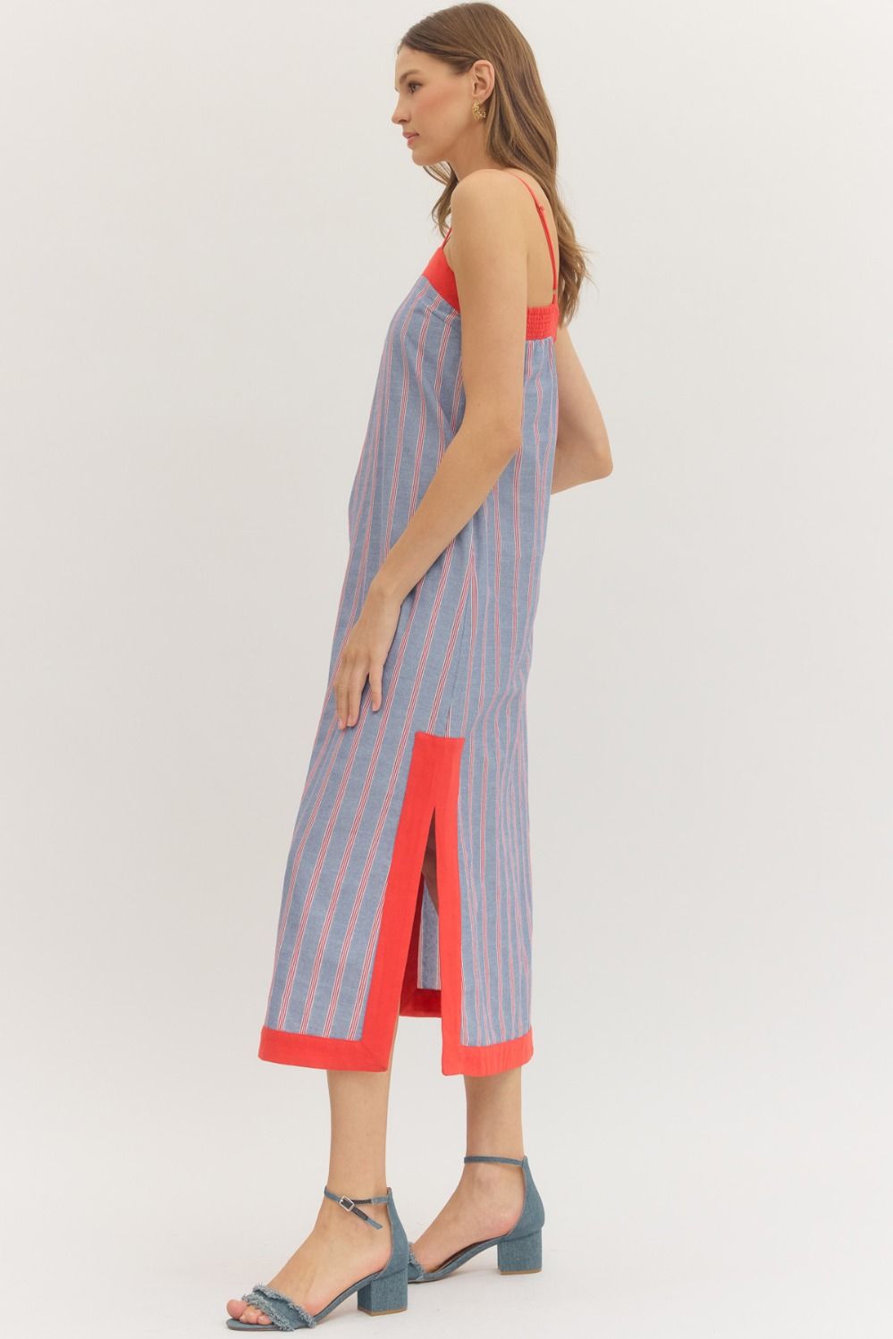 Contrast Trim Midi Dress