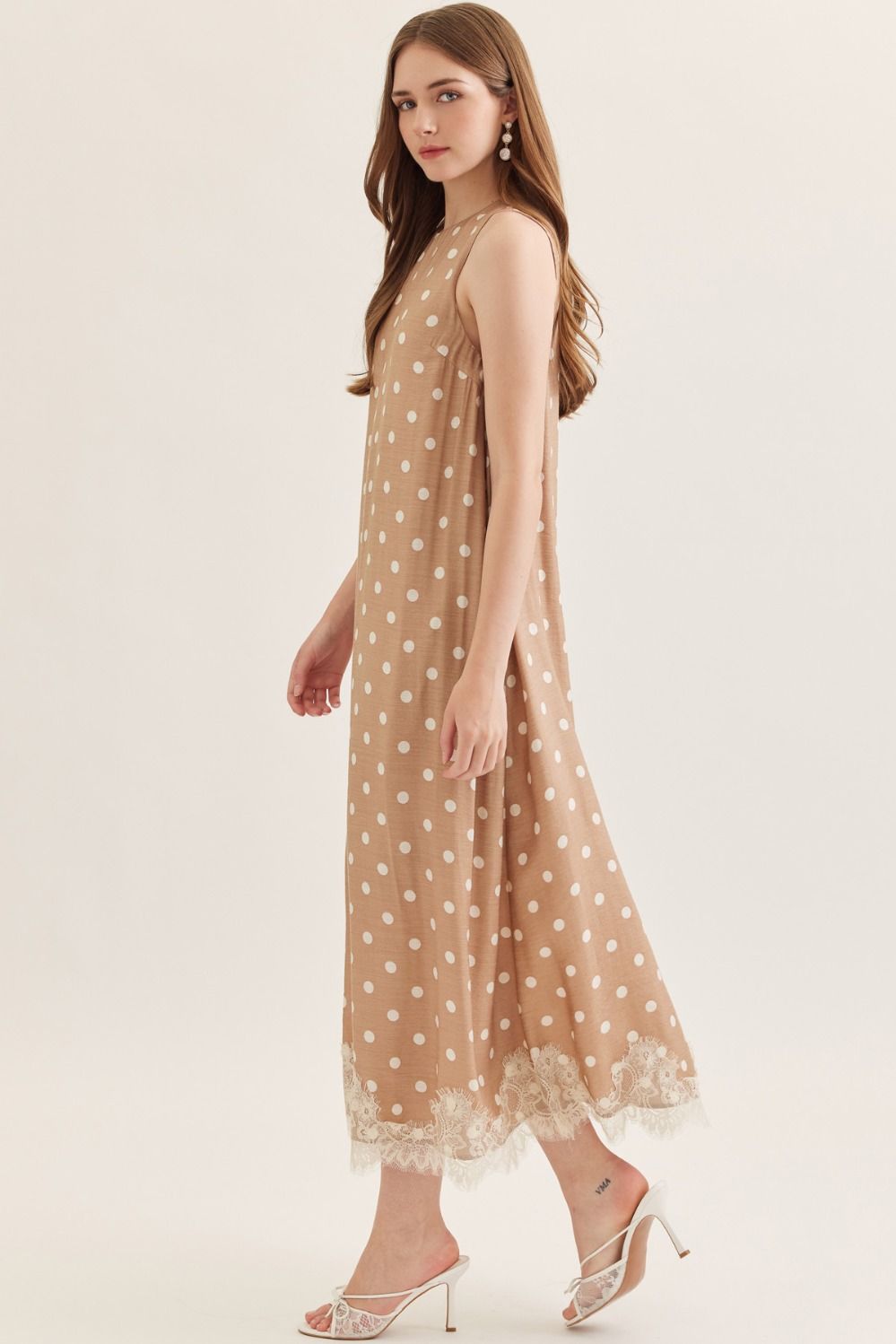 Lace And Polka Dot Maxi Dress