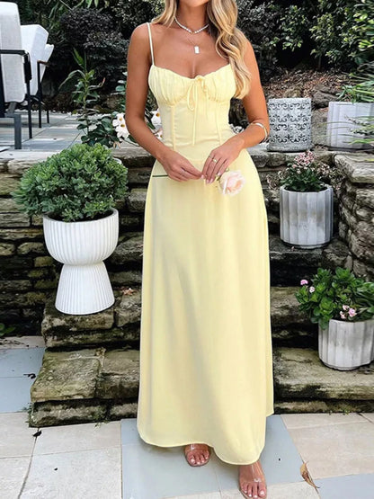 Tie Front Spaghetti Strap Maxi Dress