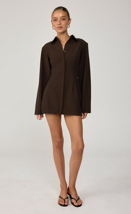 Mariella Mini Dress (Chocolate)