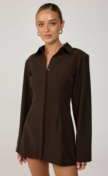 Mariella Mini Dress (Chocolate)